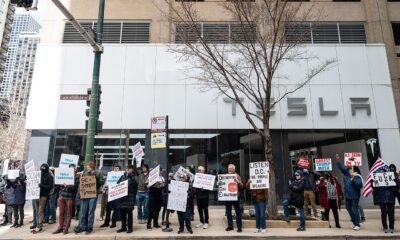 Tesla protest Chicago