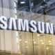 a Samsung sign on a window