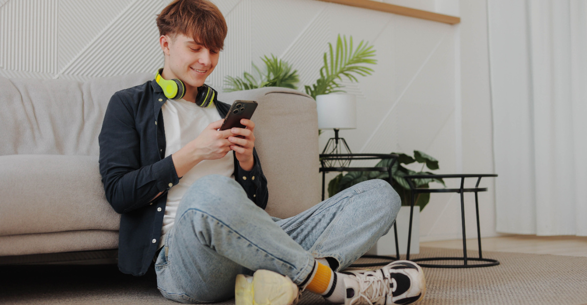 Boy gaming on phone